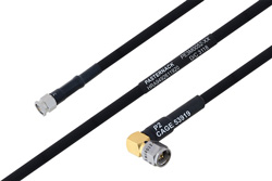 MIL-DTL-17 SMA Male to SMA Male Right Angle Cable 100 cm Length Using M17/84-RG223 Coax