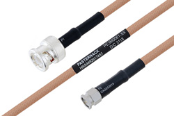 MIL-DTL-17 BNC Male to SMA Male Cable 12 Inch Length Using M17/128-RG400 Coax