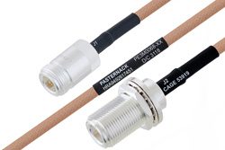 MIL-DTL-17 N Female to N Female Bulkhead Cable 72 Inch Length Using M17/128-RG400 Coax