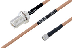 MIL-DTL-17 N Female Bulkhead to SMA Male Cable 12 Inch Length Using M17/128-RG400 Coax