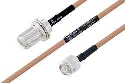 MIL-DTL-17 N Female Bulkhead to TNC Male Cable 72 Inch Length Using M17/128-RG400 Coax