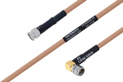 MIL-DTL-17 SMA Male to SMA Male Right Angle Cable 100 cm Length Using M17/128-RG400 Coax