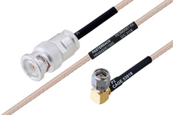 MIL-DTL-17 BNC Male to SMA Male Right Angle Cable 100 cm Length Using M17/113-RG316 Coax