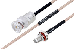 MIL-DTL-17 BNC Male to SMA Female Bulkhead Cable 18 Inch Length Using M17/113-RG316 Coax