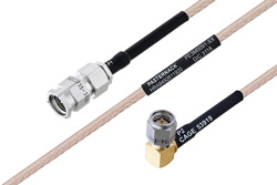 MIL-DTL-17 SMA Male to SMA Male Right Angle Cable 24 Inch Length Using M17/113-RG316 Coax