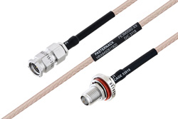 MIL-DTL-17 SMA Male to SMA Female Bulkhead Cable 24 Inch Length Using M17/113-RG316 Coax