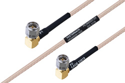 MIL-DTL-17 SMA Male Right Angle to SMA Male Right Angle Cable 16 Inch Length Using M17/113-RG316 Coax