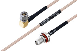 MIL-DTL-17 SMA Male Right Angle to SMA Female Bulkhead Cable 100 cm Length Using M17/113-RG316 Coax