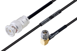 MIL-DTL-17 BNC Male to SMA Male Right Angle Cable 30 Inch Length Using M17/119-RG174 Coax