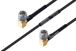 MIL-DTL-17 SMA Male Right Angle to SMA Male Right Angle Cable 12 Inch Length Using M17/119-RG174 Coax
