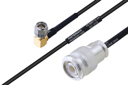 MIL-DTL-17 SMA Male Right Angle to TNC Male Cable 6 Inch Length Using M17/119-RG174 Coax