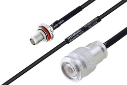 MIL-DTL-17 SMA Female Bulkhead to TNC Male Cable 100 cm Length Using M17/119-RG174 Coax