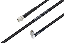 MIL-DTL-17 SMA Male to SMA Male Right Angle Cable 48 Inch Length Using M17/28-RG58 Coax
