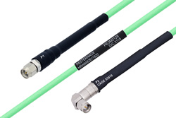 温度预处理型低损耗电缆组件，SMA公头转SMA直角型公头，使用PE-P142LL同轴电缆