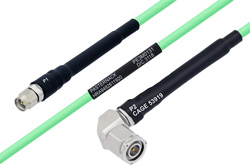 温度预处理型低损耗电缆组件，SMA公头转TNC直角型公头，使用PE-P142LL同轴电缆
