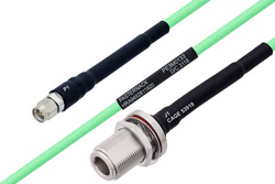 温度预处理型低损耗电缆组件，SMA公头转N型穿墙式母头，使用PE-P142LL同轴电缆