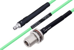 温度预处理型低损耗电缆组件，SMA母头转N型穿墙式母头，使用PE-P142LL同轴电缆