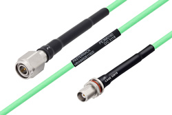 温度预处理型低损耗电缆组件，TNC公头转TNC穿墙式母头，使用PE-P142LL同轴电缆