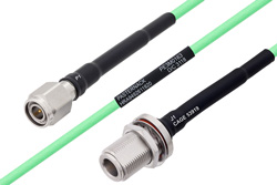 温度预处理型低损耗电缆组件，TNC公头转N型穿墙式母头，使用PE-P142LL同轴电缆