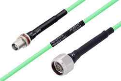 温度预处理型低损耗电缆组件，TNC穿墙式母头转N型公头，使用PE-P142LL同轴电缆