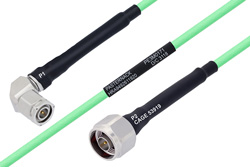 温度预处理型低损耗电缆组件，TNC直角型公头转N型公头，使用PE-P142LL同轴电缆