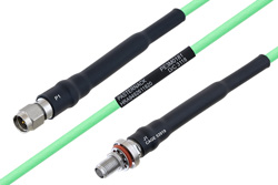 温度预处理型低损耗电缆组件，SMA公头转SMA穿墙式母头，使用PE-P160LL同轴电缆