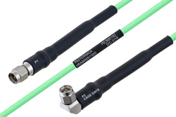 温度预处理型低损耗电缆组件，SMA公头转SMA直角型公头，使用PE-P160LL同轴电缆