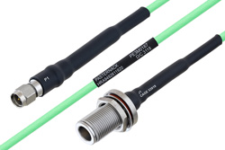 温度预处理型低损耗电缆组件，SMA公头转N型穿墙式母头，使用PE-P160LL同轴电缆