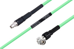 温度预处理型低损耗电缆组件，SMA公头转TNC直角型公头，使用PE-P300LL同轴电缆