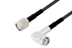 TNC Male to TNC Male Right Angle Cable 100 CM Length Using LMR-200 Coax with HeatShrink, LF Solder
