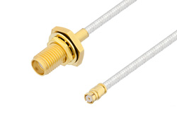 SMA Female Bulkhead to SMP Female Cable 24 Inch Length Using PE-SR405FL Coax, LF Solder