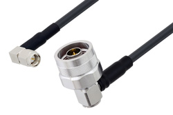 SMA Male Right Angle to N Male Right Angle Cable 60 Inch Length Using LMR-195 Coax