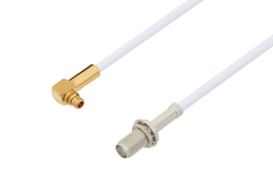 SMA Female Bulkhead to MMCX Plug Right Angle Cable 60 Inch Length Using RG188-DS Coax