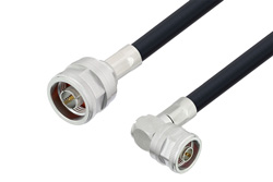 N Male to N Male Right Angle Low Loss Cable 150 CM Length Using LMR-400-DB Coax