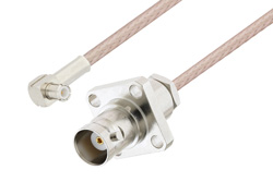MCX Plug Right Angle to BNC Female 4 Hole Flange Cable 24 Inch Length Using RG316-DS Coax