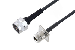 N Male to N Female 4 Hole Flange Low Loss Cable Using LMR-195 Coax