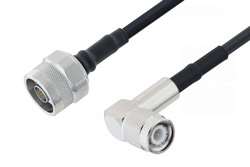 N Male to TNC Male Right Angle Low Loss Cable 100 cm Length Using LMR-200 Coax