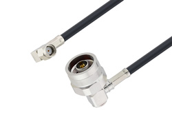 Reverse Polarity SMA Male Right Angle to N Male Right Angle Cable 100 CM Length Using LMR-195 Coax