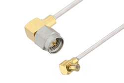 SMA Male Right Angle to MCX Plug Right Angle Cable 200 cm Length Using PE-SR405AL Coax