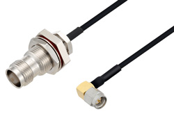 TNC Female Bulkhead to SMA Male Right Angle Cable 50 cm Using PE-SR405FLJ Coax