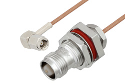 SMC Plug Right Angle to TNC Female Bulkhead Cable 200 cm Length Using RG178 Coax