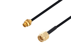 Limited Detent SMP Male Bulkhead to SMA Male Cable 60 Inch Length Using PE-SR405FLJ Coax
