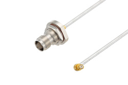 TNC Female Bulkhead to SMP Female Right Angle Cable 150 cm Length Using PE-SR405FL Coax