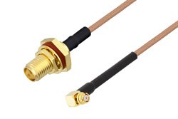 SMA Female Bulkhead to SMP Female Right Angle Cable 100 cm Length Using RG178 Coax with HeatShrink