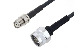 Mini UHF Female to N Male Cable 36 Inch Length Using LMR-195 Coax with HeatShrink