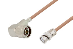 N Male Right Angle to BNC Male Cable 100 cm Length Using RG400 Coax