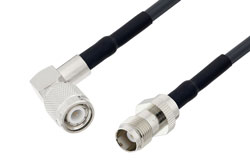 TNC Male Right Angle to TNC Female Cable 36 Inch Length Using LMR-195 Coax with HeatShrink, LF Solder