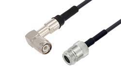 TNC Male Right Angle to N Female Cable 100 cm Length Using LMR-195 Coax with HeatShrink