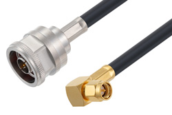 N Male to SMA Male Right Angle Cable 100 cm Length Using LMR-240-UF Coax