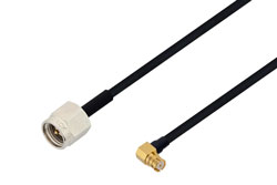 SMA Male to SMP Female Right Angle Cable 36 Inch Length Using PE-SR405FLJ Coax